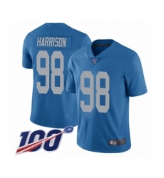 Men's Detroit Lions #98 Damon Harrison Blue Alternate Vapor Untouchable Limited Player 100th Season Football Jersey