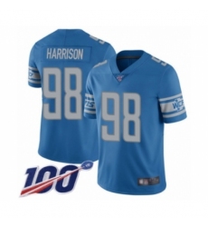Men's Detroit Lions #98 Damon Harrison Blue Team Color Vapor Untouchable Limited Player 100th Season Football Jersey
