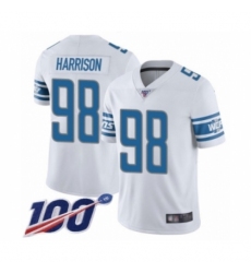 Men's Detroit Lions #98 Damon Harrison White Vapor Untouchable Limited Player 100th Season Football Jersey