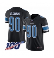Men's Detroit Lions #90 Trey Flowers Limited Black Rush Vapor Untouchable 100th Season Football Jersey