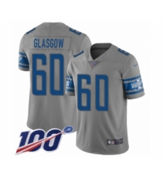 Men's Detroit Lions #60 Graham Glasgow Limited Gray Inverted Legend 100th Season Football Jersey