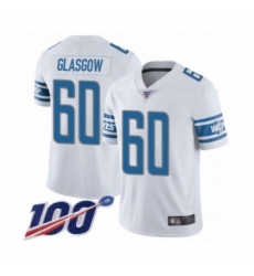 Men's Detroit Lions #60 Graham Glasgow White Vapor Untouchable Limited Player 100th Season Football Jersey