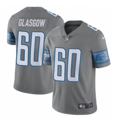 Men's Nike Detroit Lions #60 Graham Glasgow Elite Steel Rush Vapor Untouchable NFL Jersey