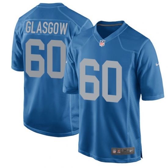 Men's Nike Detroit Lions #60 Graham Glasgow Game Blue Alternate NFL Jersey Men's Nike Detroit Lions #60 Graham Glasgow Game Blue Alternate NFL Jersey