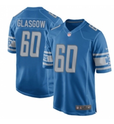 Men's Nike Detroit Lions #60 Graham Glasgow Game Light Blue Team Color NFL Jersey