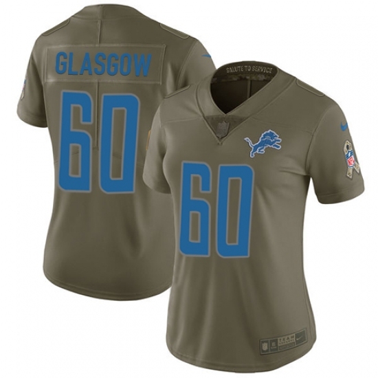 Women's Nike Detroit Lions #60 Graham Glasgow Limited Olive 2017 Salute to Service NFL Jersey Women's Nike Detroit Lions #60 Graham Glasgow Limited Olive 2017 Salute to Service NFL Jersey