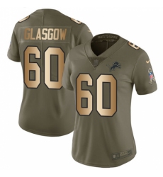 Women's Nike Detroit Lions #60 Graham Glasgow Limited Olive/Gold Salute to Service NFL Jersey