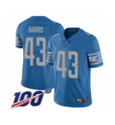 Men's Detroit Lions #43 Will Harris Blue Team Color Vapor Untouchable Limited Player 100th Season Football Jersey