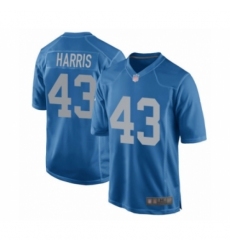 Men's Detroit Lions #43 Will Harris Game Blue Alternate Football Jersey