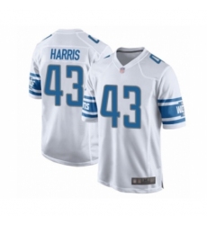 Men's Detroit Lions #43 Will Harris Game White Football Jersey