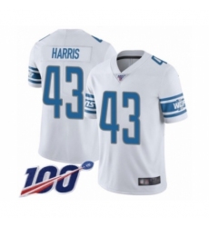 Men's Detroit Lions #43 Will Harris White Vapor Untouchable Limited Player 100th Season Football Jersey