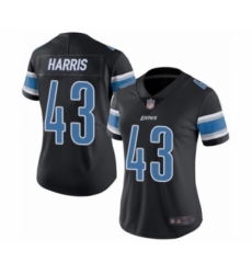Women's Detroit Lions #43 Will Harris Limited Black Rush Vapor Untouchable Football Jersey
