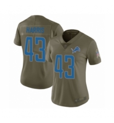 Women's Detroit Lions #43 Will Harris Limited Olive 2017 Salute to Service Football Jersey