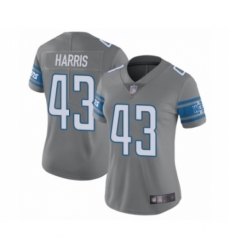 Women's Detroit Lions #43 Will Harris Limited Steel Rush Vapor Untouchable Football Jersey