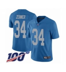 Men's Detroit Lions #34 Zach Zenner Blue Alternate Vapor Untouchable Limited Player 100th Season Football Jersey