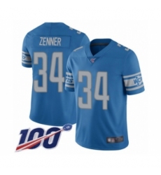 Men's Detroit Lions #34 Zach Zenner Blue Team Color Vapor Untouchable Limited Player 100th Season Football Jersey