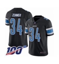 Men's Detroit Lions #34 Zach Zenner Limited Black Rush Vapor Untouchable 100th Season Football Jersey