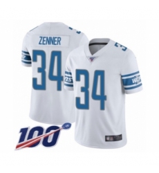 Men's Detroit Lions #34 Zach Zenner White Vapor Untouchable Limited Player 100th Season Football Jersey