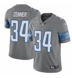 Men's Nike Detroit Lions #34 Zach Zenner Elite Steel Rush Vapor Untouchable NFL Jersey