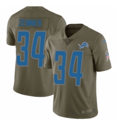 Men's Nike Detroit Lions #34 Zach Zenner Limited Olive 2017 Salute to Service NFL Jersey