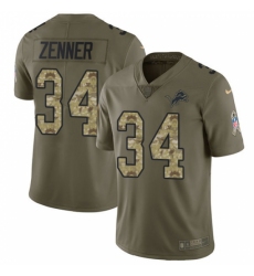 Men's Nike Detroit Lions #34 Zach Zenner Limited Olive/Camo Salute to Service NFL Jersey