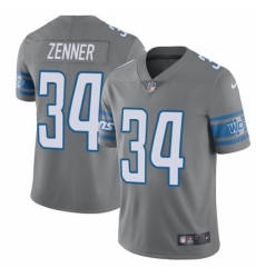 Men's Nike Detroit Lions #34 Zach Zenner Limited Steel Rush Vapor Untouchable NFL Jersey
