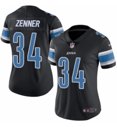 Women's Nike Detroit Lions #34 Zach Zenner Limited Black Rush Vapor Untouchable NFL Jersey