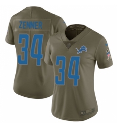 Women's Nike Detroit Lions #34 Zach Zenner Limited Olive 2017 Salute to Service NFL Jersey