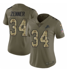 Women's Nike Detroit Lions #34 Zach Zenner Limited Olive/Camo Salute to Service NFL Jersey