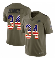 Youth Nike Detroit Lions #34 Zach Zenner Limited Olive/USA Flag Salute to Service NFL Jersey