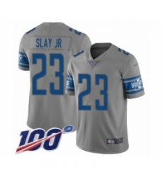 Men's Detroit Lions #23 Darius Slay Limited Gray Inverted Legend 100th Season Football Jersey