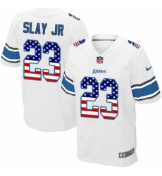 Men's Nike Detroit Lions #23 Darius Slay Elite White Road USA Flag Fashion NFL Jersey