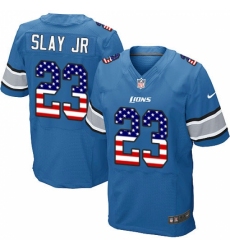 Men's Nike Detroit Lions #23 Darius Slay Jr Elite Blue Home USA Flag Fashion NFL Jersey