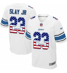 Men's Nike Detroit Lions #23 Darius Slay Jr Elite White Road USA Flag Fashion NFL Jersey