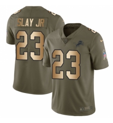 Men's Nike Detroit Lions #23 Darius Slay Jr Limited Olive Gold Salute to Service NFL Jersey