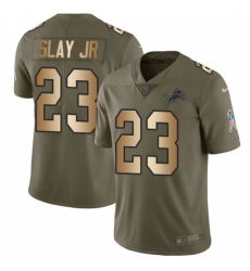 Men's Nike Detroit Lions #23 Darius Slay Limited Olive/Gold Salute to Service NFL Jersey