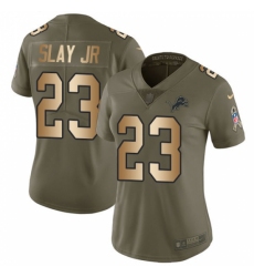 Women's Nike Detroit Lions #23 Darius Slay Jr Limited Olive Gold Salute to Service NFL Jersey