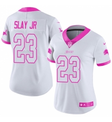 Women's Nike Detroit Lions #23 Darius Slay Jr Limited White Pink Rush Fashion NFL Jersey
