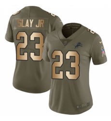 Women's Nike Detroit Lions #23 Darius Slay Limited Olive/Gold Salute to Service NFL Jersey