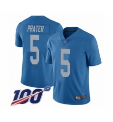 Men's Detroit Lions #5 Matt Prater Blue Alternate Vapor Untouchable Limited Player 100th Season Football Jersey