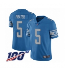 Men's Detroit Lions #5 Matt Prater Blue Team Color Vapor Untouchable Limited Player 100th Season Football Jersey