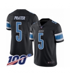 Men's Detroit Lions #5 Matt Prater Limited Black Rush Vapor Untouchable 100th Season Football Jersey