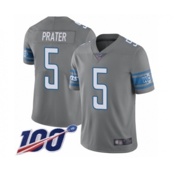 Men's Detroit Lions #5 Matt Prater Limited Steel Rush Vapor Untouchable 100th Season Football Jersey Men's Detroit Lions #5 Matt Prater Limited Steel Rush Vapor Untouchable 100th Season Football Jersey