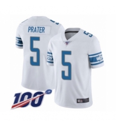 Men's Detroit Lions #5 Matt Prater White Vapor Untouchable Limited Player 100th Season Football Jersey