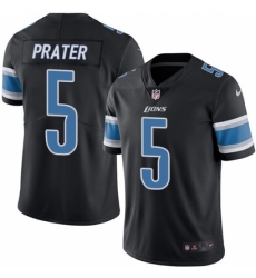 Men's Nike Detroit Lions #5 Matt Prater Elite Black Rush Vapor Untouchable NFL Jersey