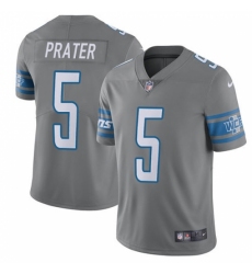 Men's Nike Detroit Lions #5 Matt Prater Elite Steel Rush Vapor Untouchable NFL Jersey