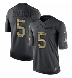 Men's Nike Detroit Lions #5 Matt Prater Limited Black 2016 Salute to Service NFL Jersey