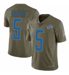 Men's Nike Detroit Lions #5 Matt Prater Limited Olive 2017 Salute to Service NFL Jersey