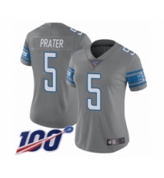 Women's Detroit Lions #5 Matt Prater Limited Steel Rush Vapor Untouchable 100th Season Football Jersey