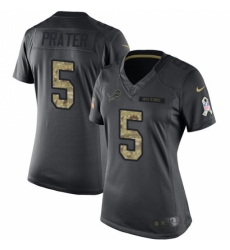 Women's Nike Detroit Lions #5 Matt Prater Limited Black 2016 Salute to Service NFL Jersey